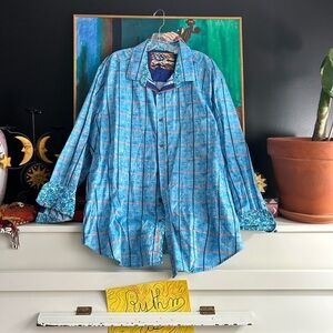 Robert Graham Blue and Multicolor Casual Button Down Shirt 2XL